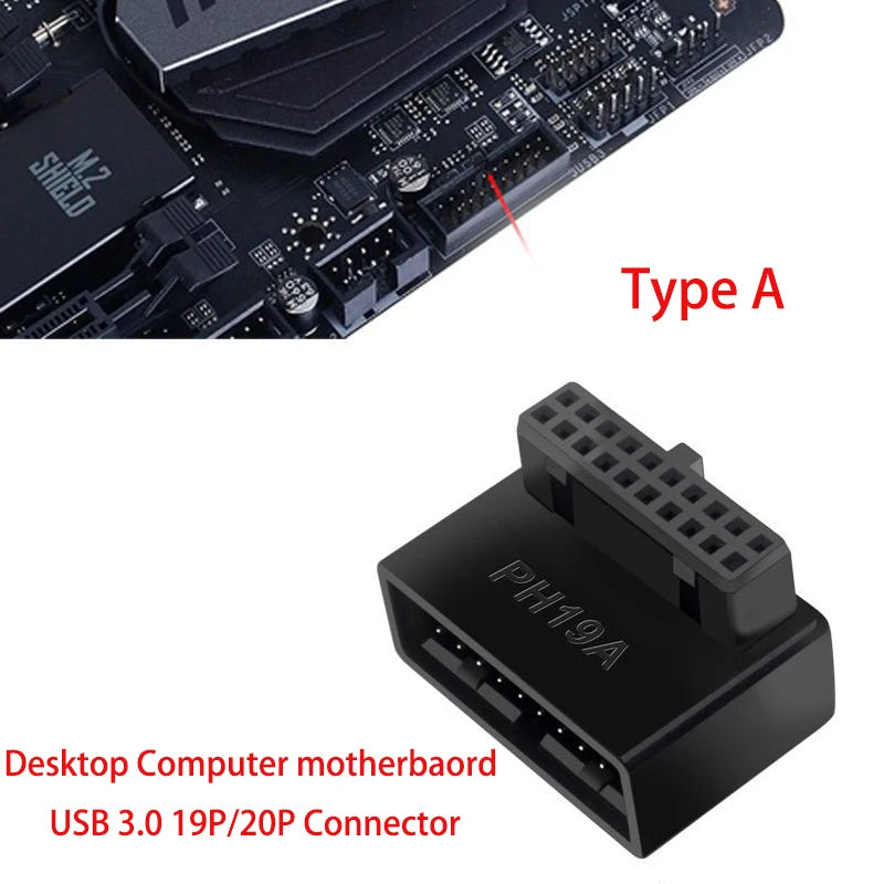 USB 3.0 19/20-Pin 90° Motherboard Header Adapter Connector