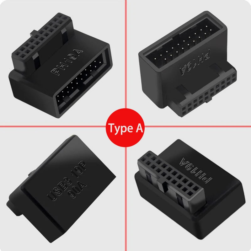 USB 3.0 19/20-Pin 90° Motherboard Header Adapter Connector
