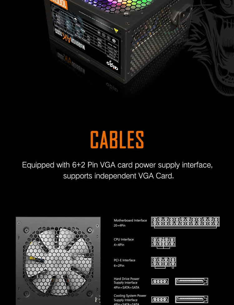 Aigo AK RGB PSU – 500W to 1000W ATX Gaming Power Supply