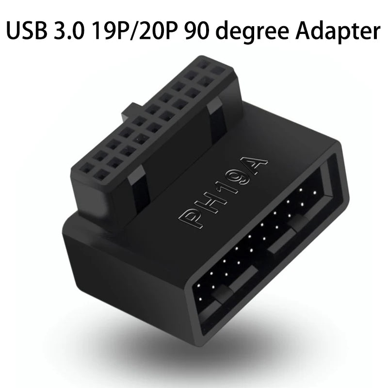 USB 3.0 19/20-Pin 90° Motherboard Header Adapter Connector