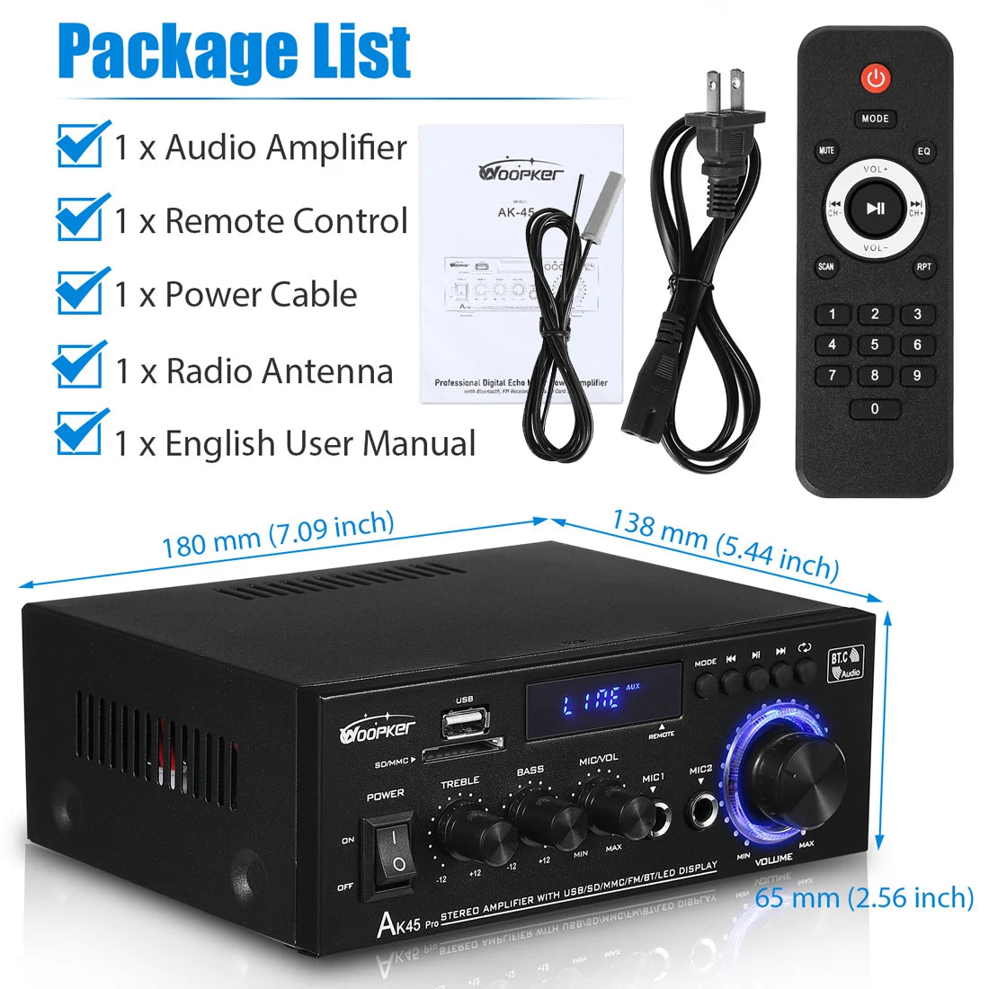 Woopker AK Series Digital Bluetooth Amplifier
