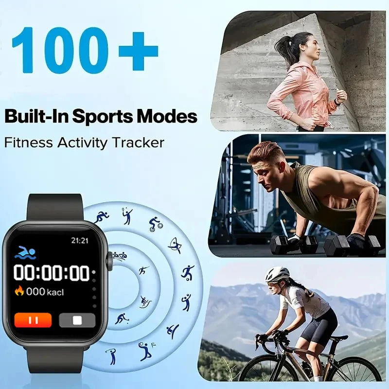 LAXASFIT 2025 Smartwatch – 1.73" Bluetooth Health Watch for Men & Women
