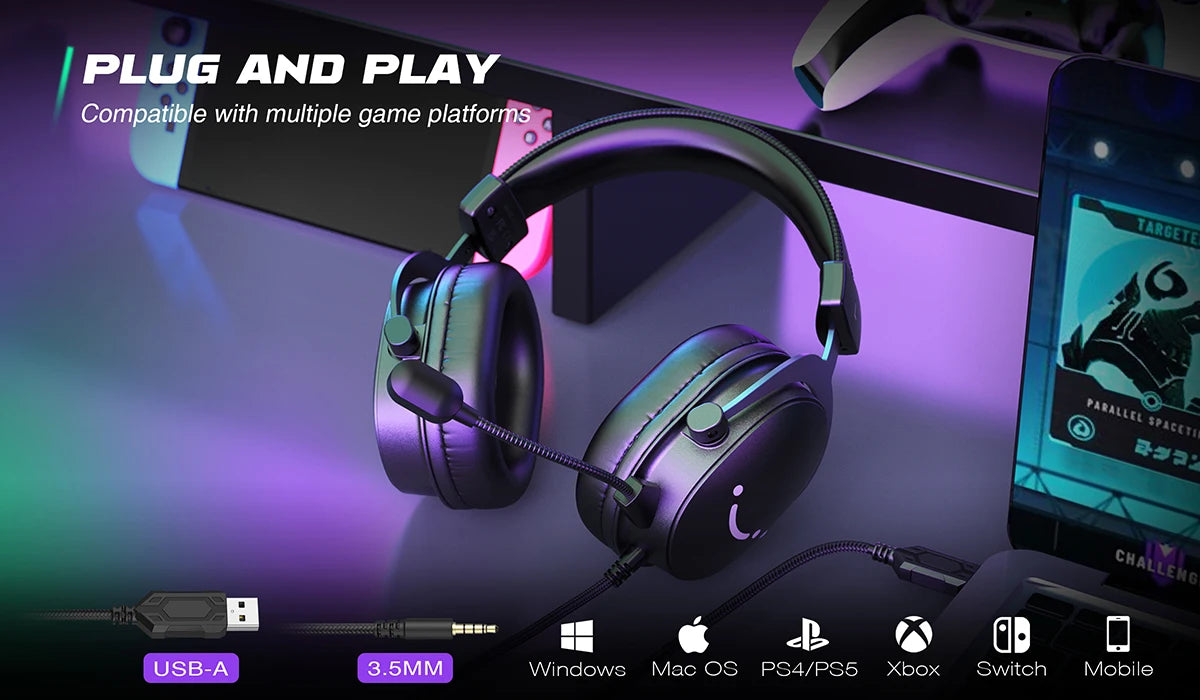 FIFINE H9 Headset – 3.5mm & USB with 7.1 Surround Sound