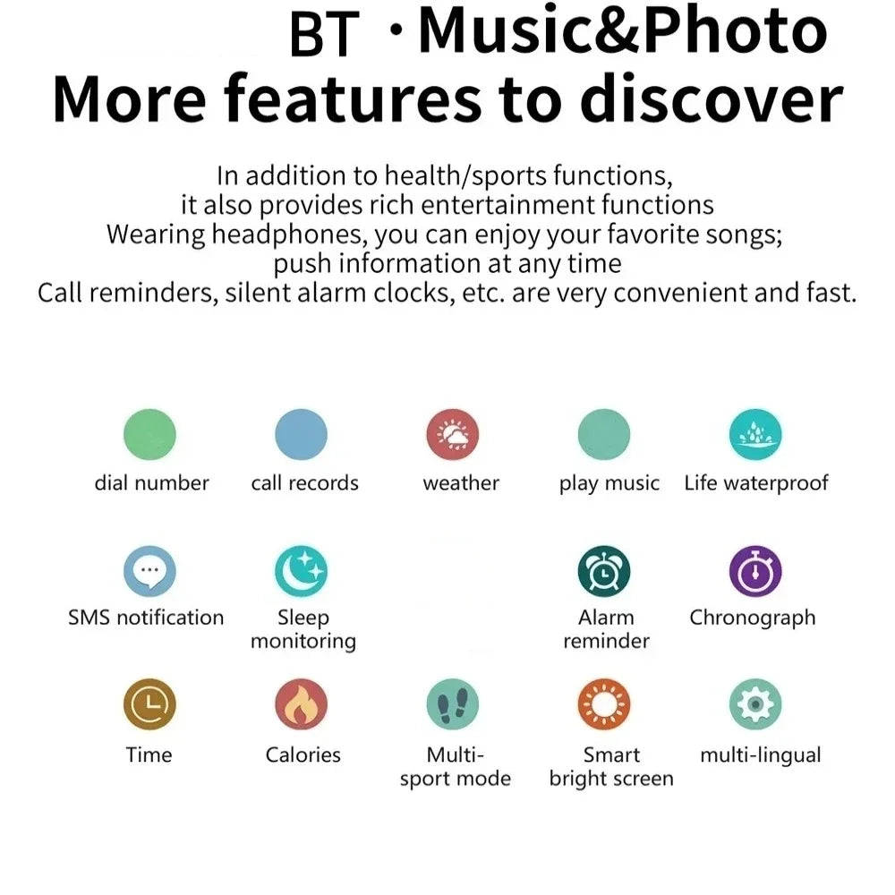 LAXASFIT 2025 Smartwatch – 1.73" Bluetooth Health Watch for Men & Women