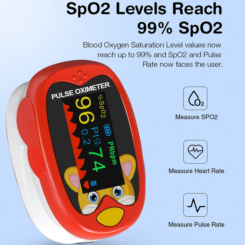 Pediatric Fingertip Pulse Oximeter – LED USB Blood Oxygen Monitor for Kids