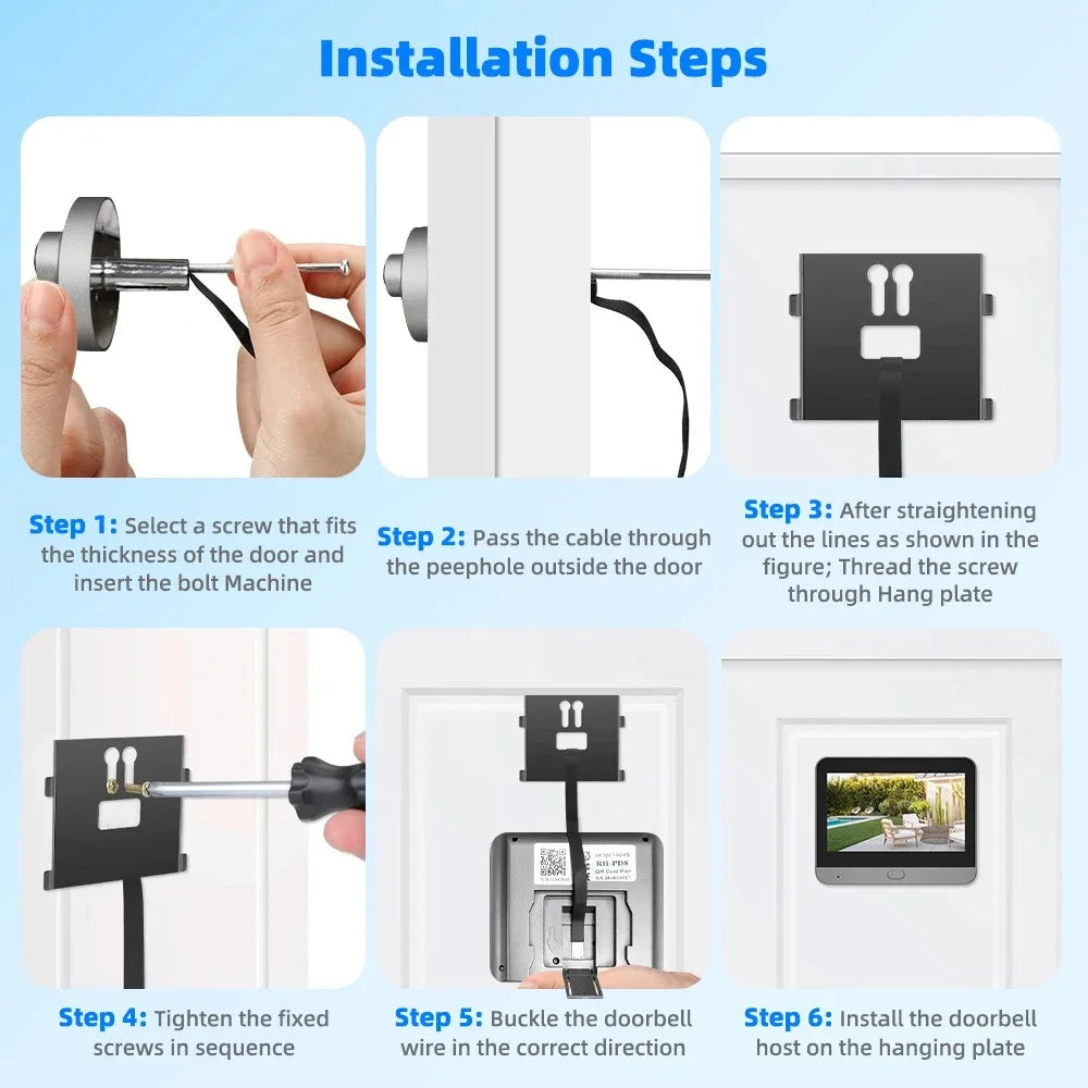3MP Smart Life Tuya 1080P WiFi Door Bell Eye Peephole Camera 5000mAh Battery PIR Motion Detector IR Alexa Google Digital Viewer
