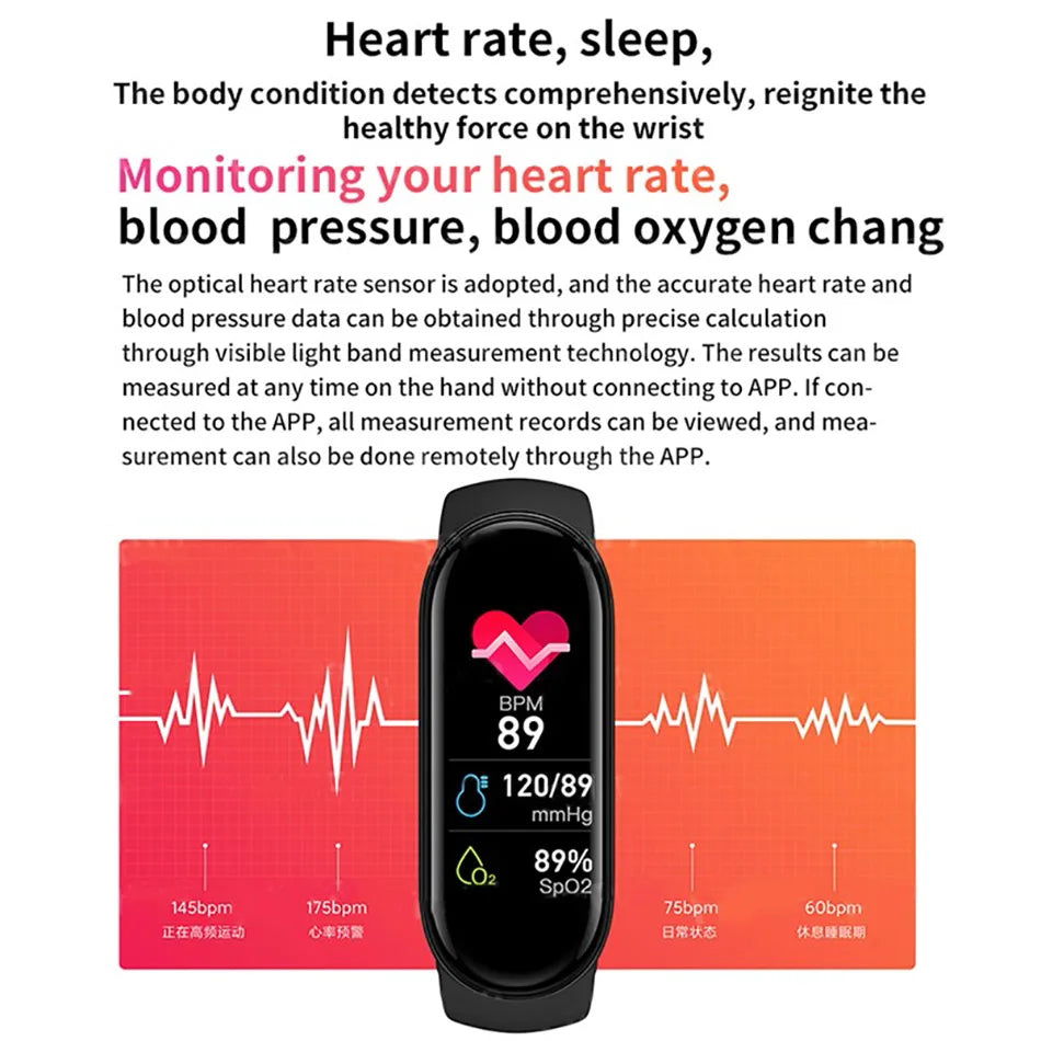 M6 Fitness Smart Watch – Waterproof Health Tracker Band