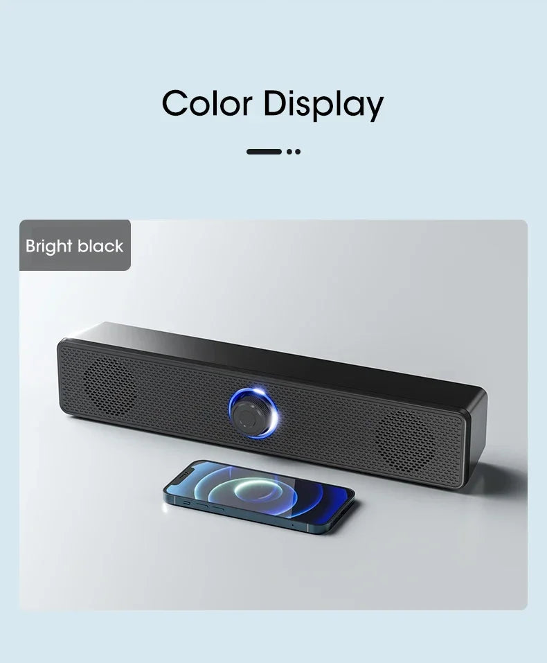 PC Soundbar – Wired & Wireless Bluetooth USB Speaker for TV & Gaming