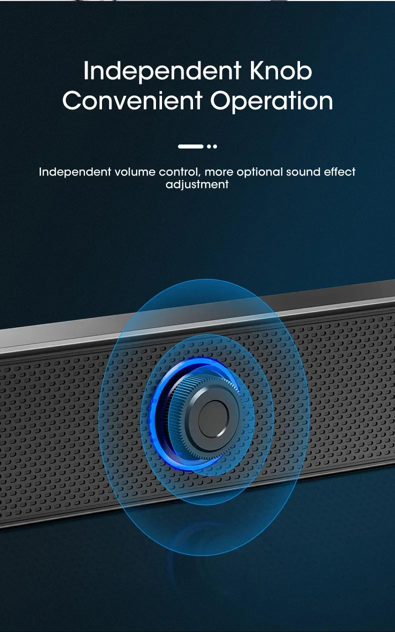 PC Soundbar – Wired & Wireless Bluetooth USB Speaker for TV & Gaming