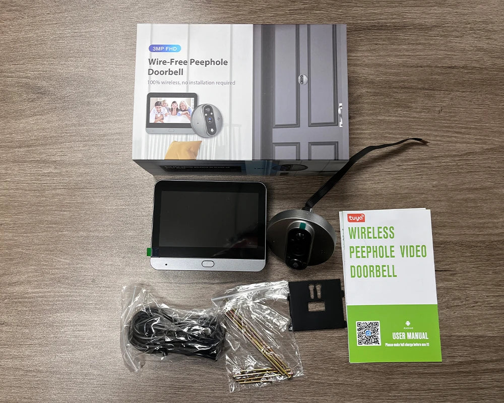 3MP Smart Life Tuya 1080P WiFi Door Bell Eye Peephole Camera 5000mAh Battery PIR Motion Detector IR Alexa Google Digital Viewer