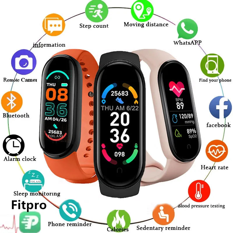 M6 Fitness Smart Watch – Waterproof Health Tracker Band