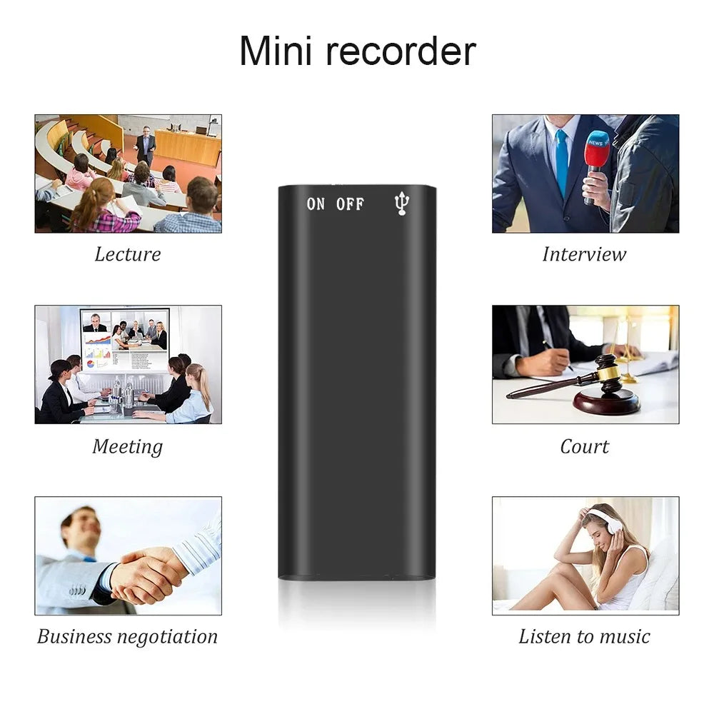 3-in-1 Mini Digital Voice Recorder & MP3 Player – 192Kbps WAV Recorder
