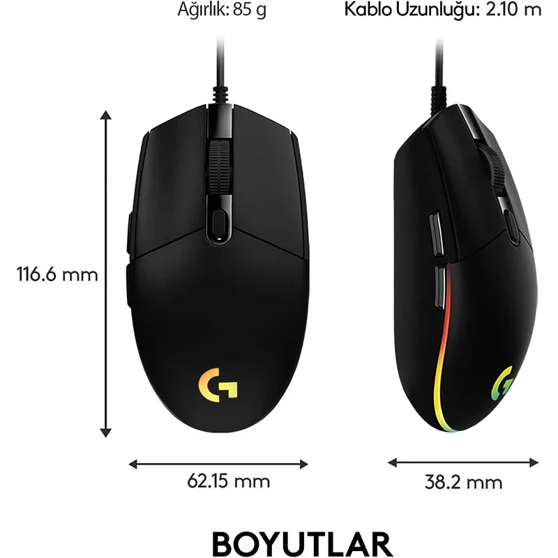 Logitech G102 Wired Gaming Mouse – 8000 DPI RGB Optical Mouse