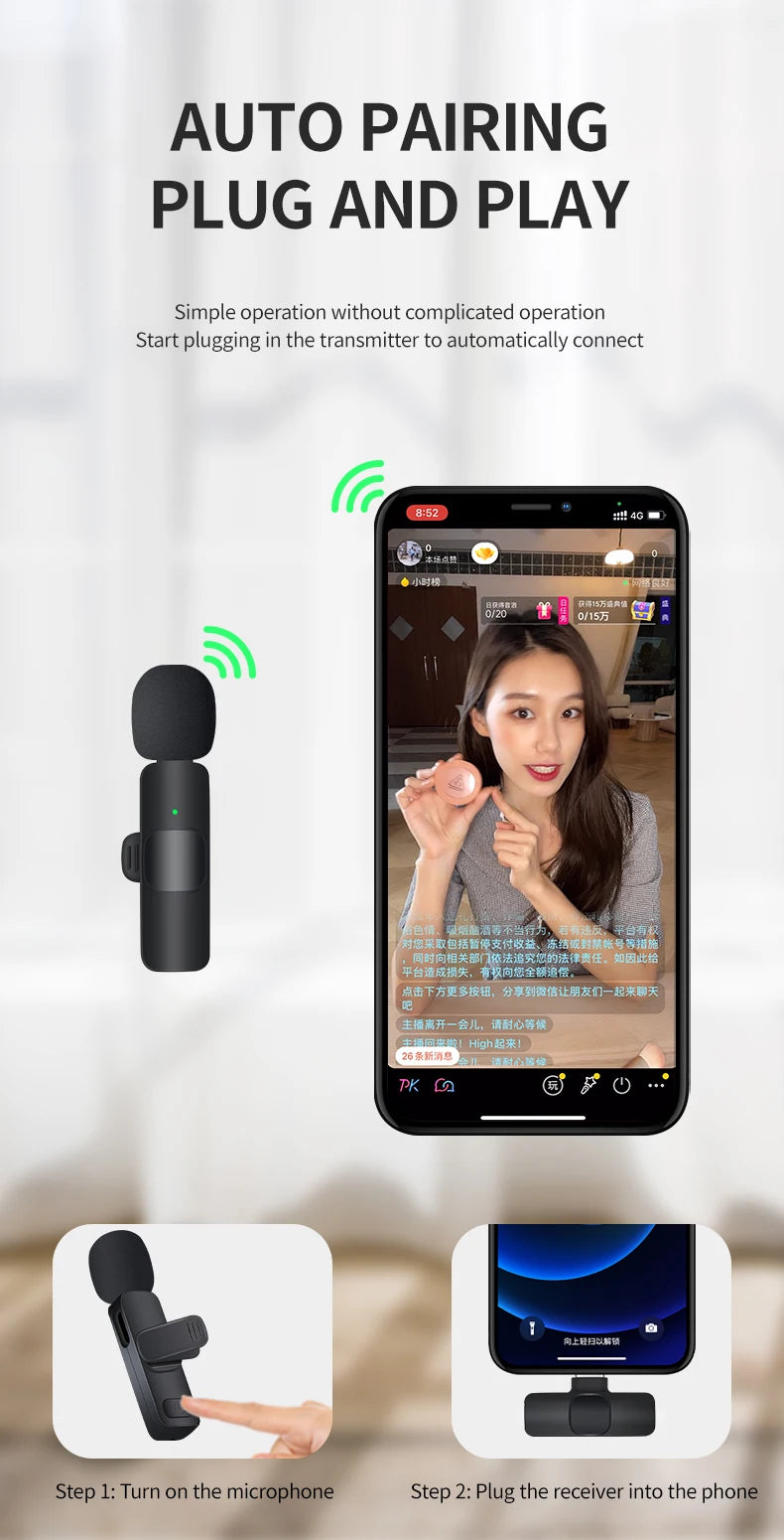 Basix 2.4G Wireless Lavalier Microphone for Phones