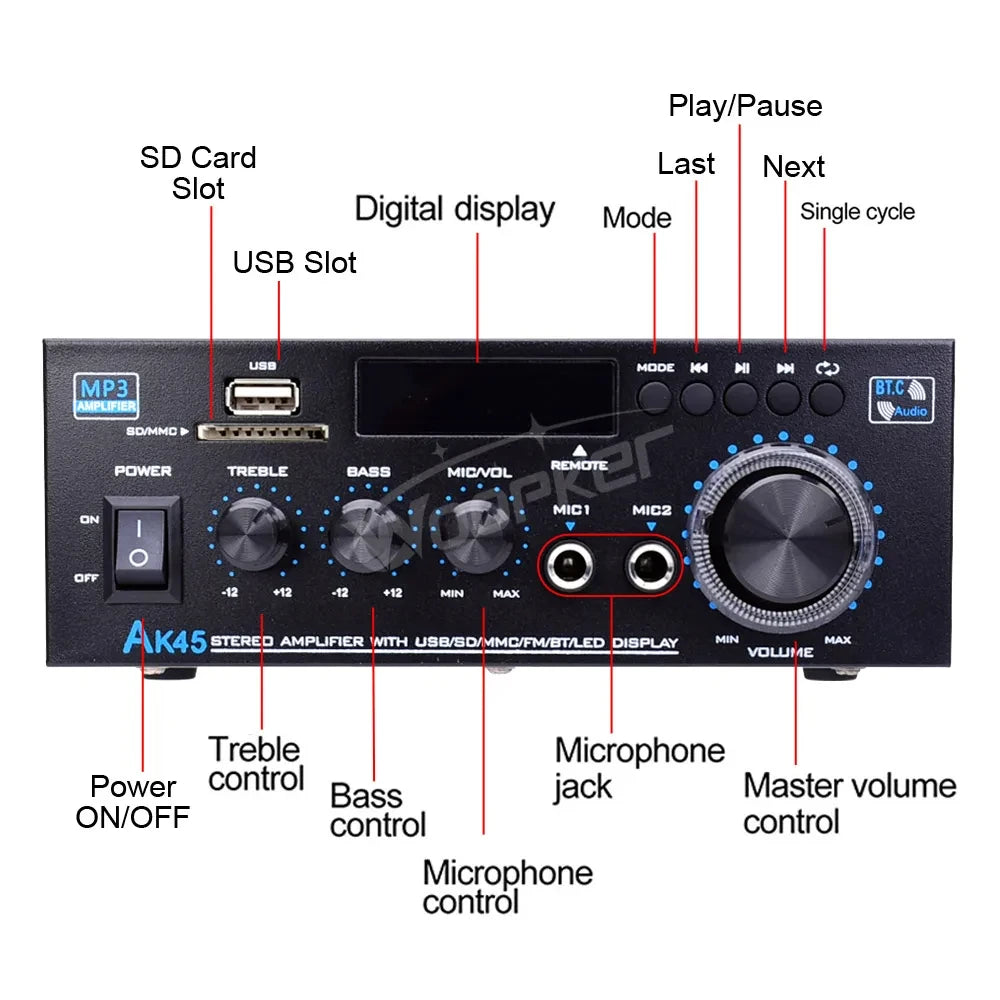 Woopker AK Series Digital Bluetooth Amplifier