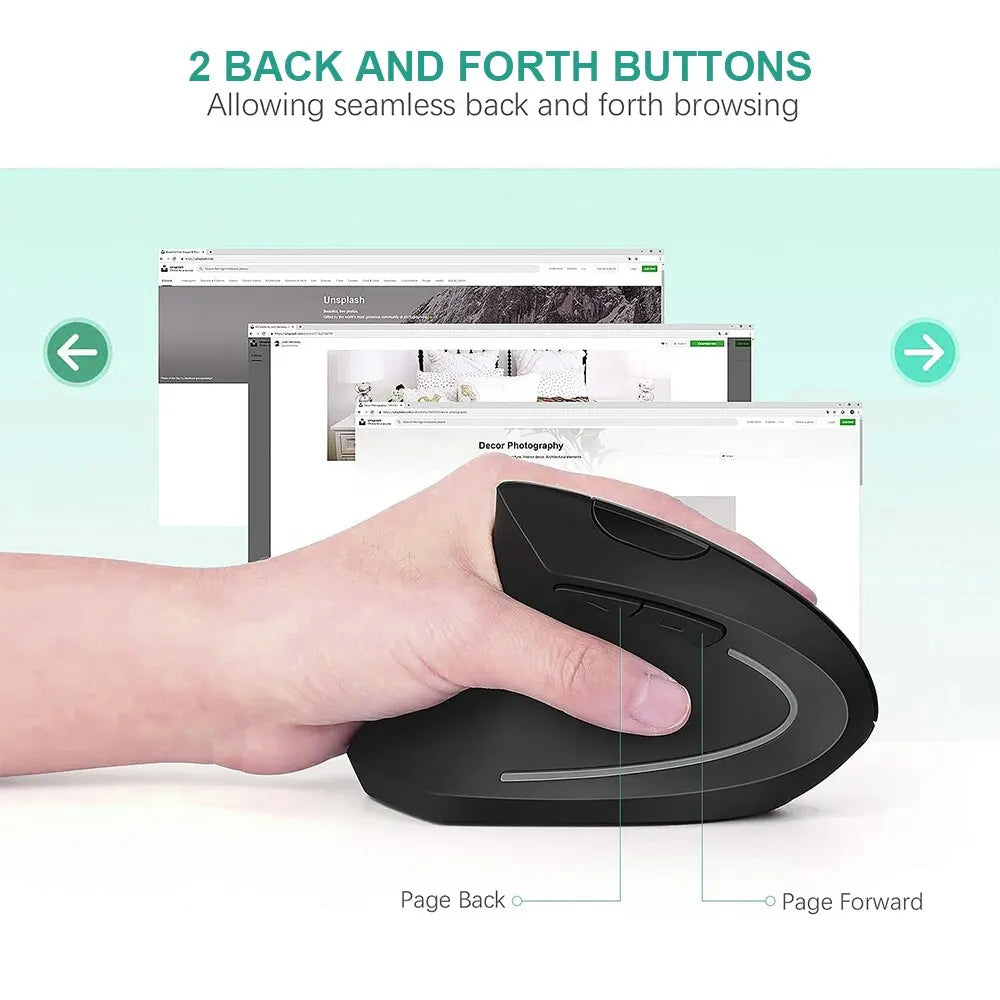 Ergonomic Vertical Wireless Mouse – 2.4GHz, 3 DPI Levels, 6 Buttons