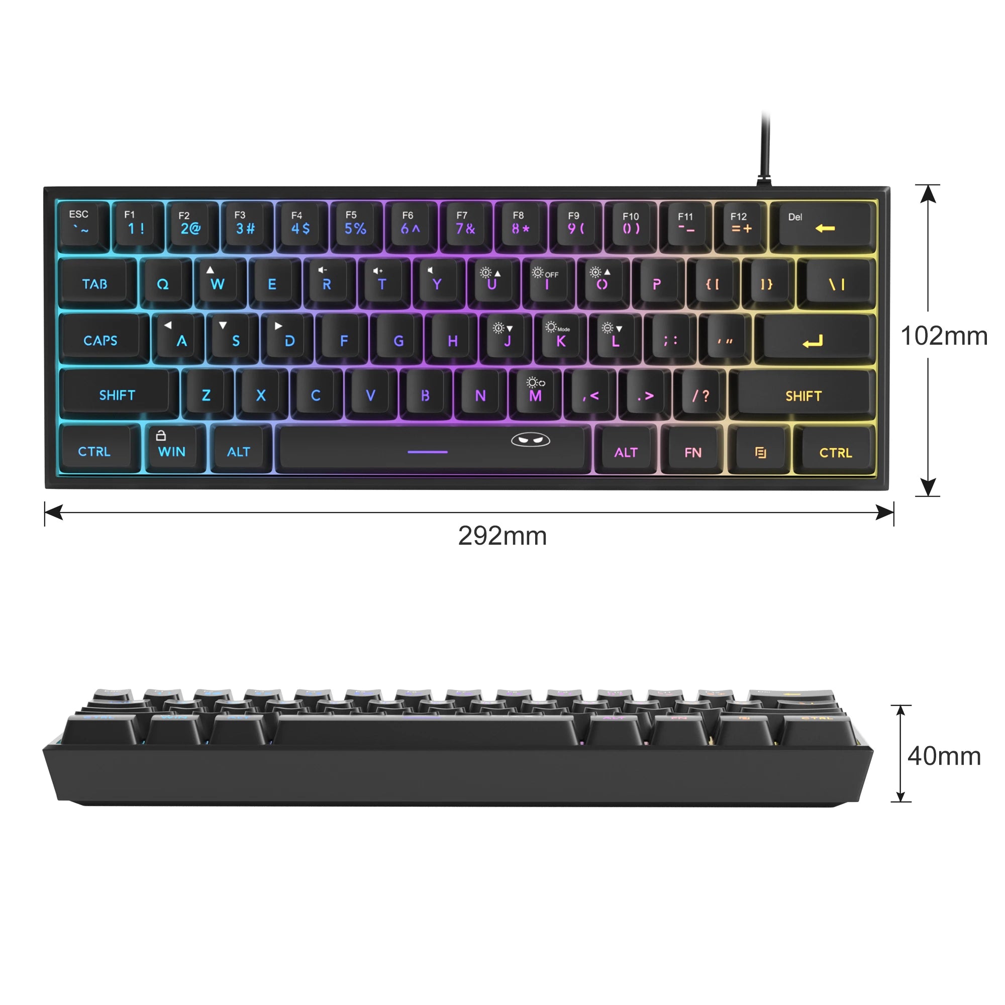 MageGee TS91 Mini 60% Gaming Keyboard – RGB Backlit 61-Key Compact