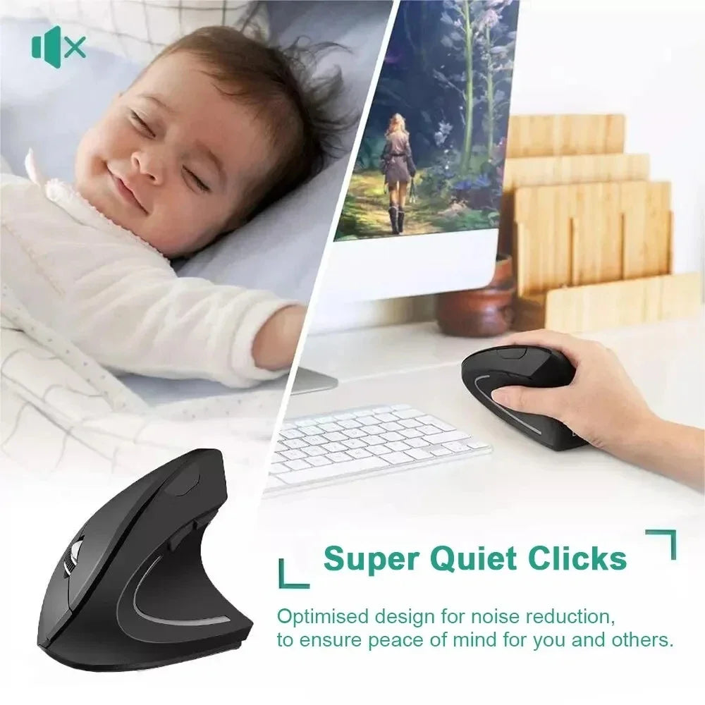 Ergonomic Vertical Wireless Mouse – 2.4GHz, 3 DPI Levels, 6 Buttons