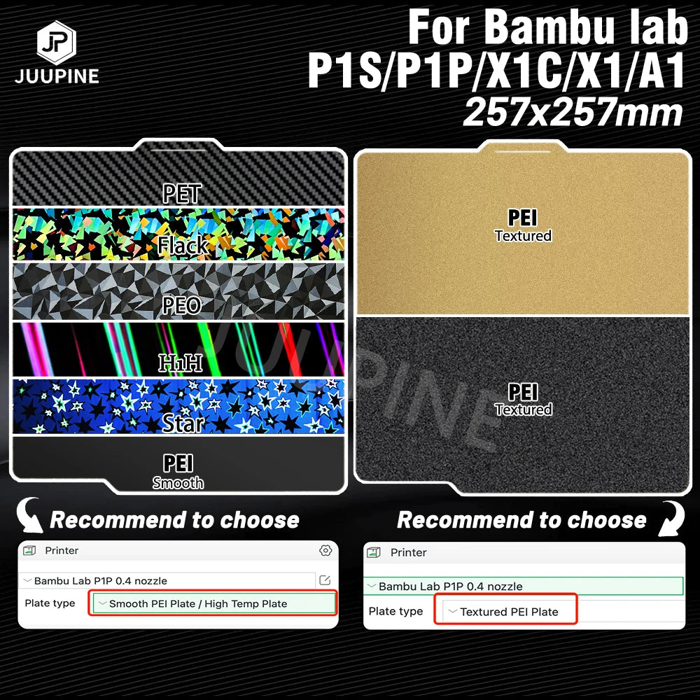 JUUPINE PEI/PEO Build Plate for Bambu Lab 257x257mm