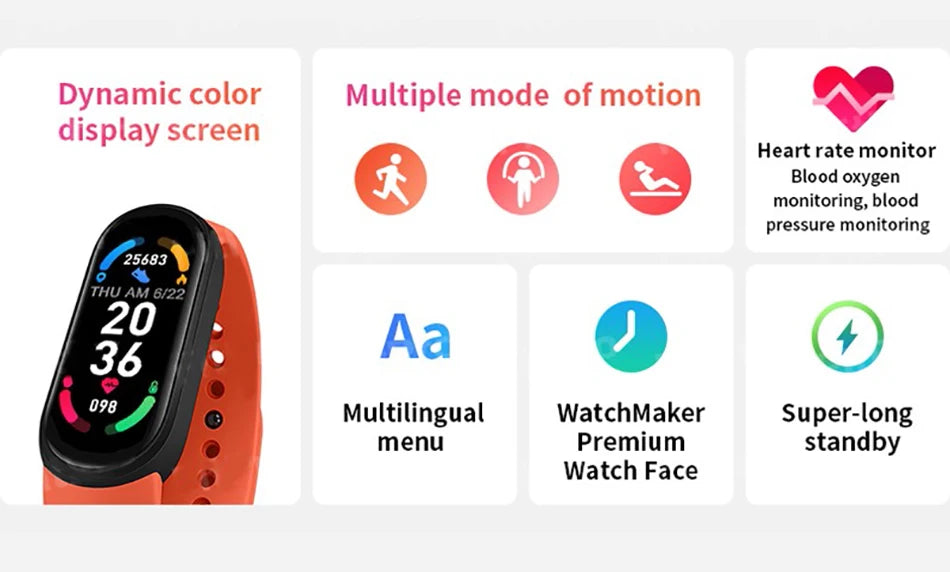 M6 Fitness Smart Watch – Waterproof Health Tracker Band