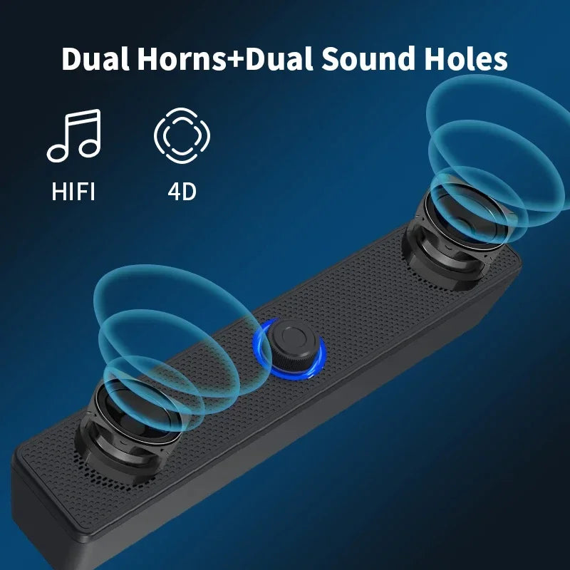 PC Soundbar – Wired & Wireless Bluetooth USB Speaker for TV & Gaming