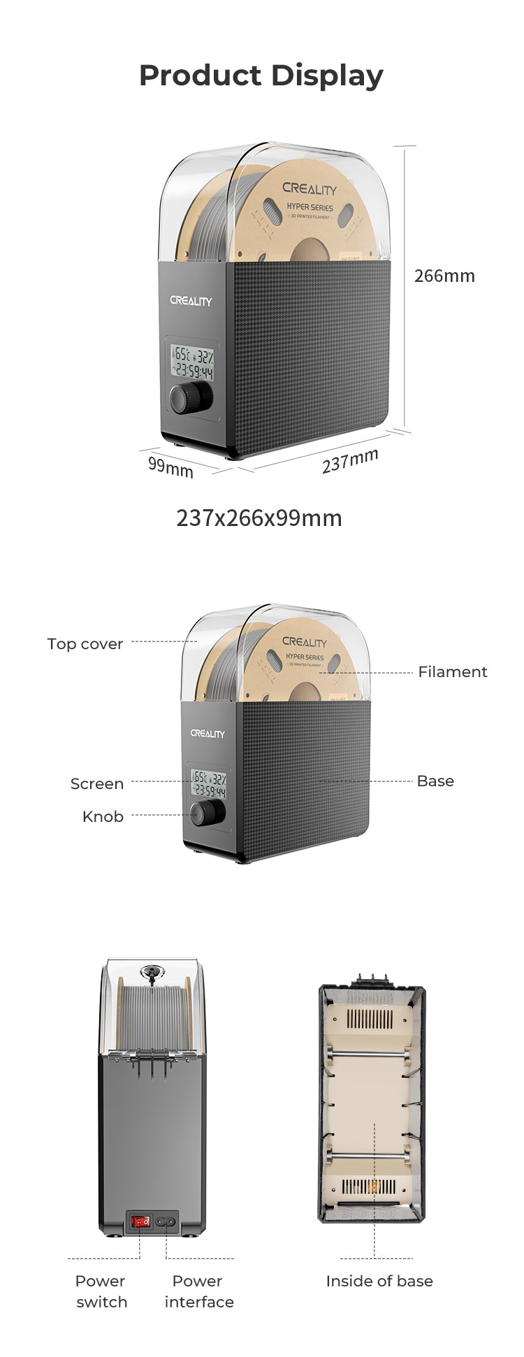 Creality Filament Dryer Box Upgrade – 1KG Spool Holder