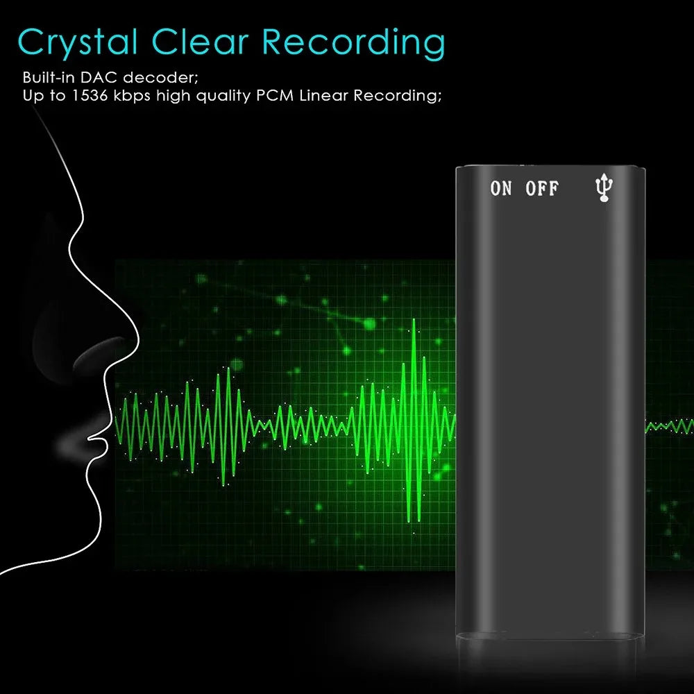 3-in-1 Mini Digital Voice Recorder & MP3 Player – 192Kbps WAV Recorder