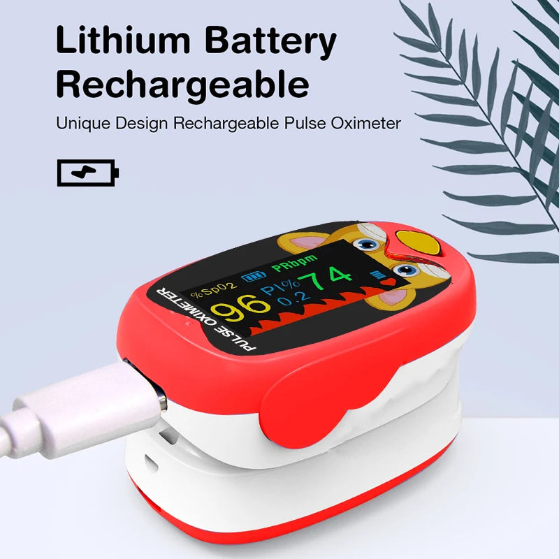 Pediatric Fingertip Pulse Oximeter – LED USB Blood Oxygen Monitor for Kids