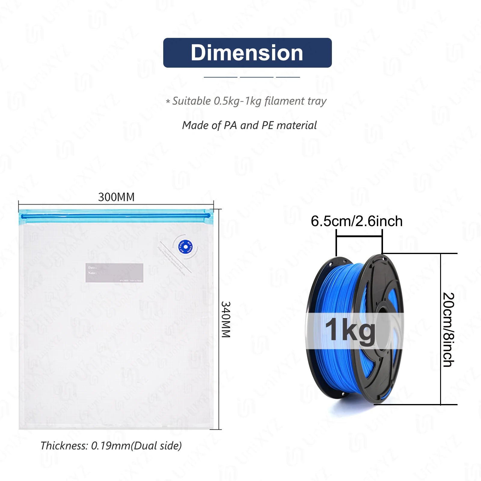3D Printer Filament Vacuum Storage Bags – 1kg Spools