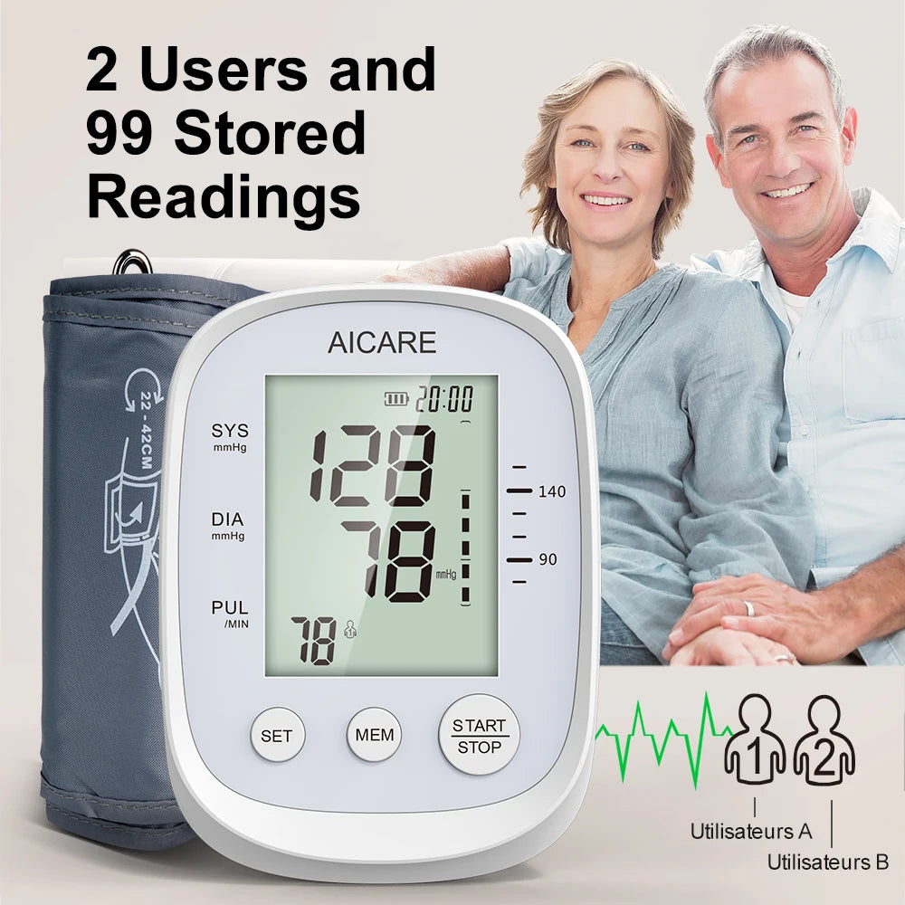 Aicare Digital Upper Arm Blood Pressure Monitor – Home Use BP Cuff