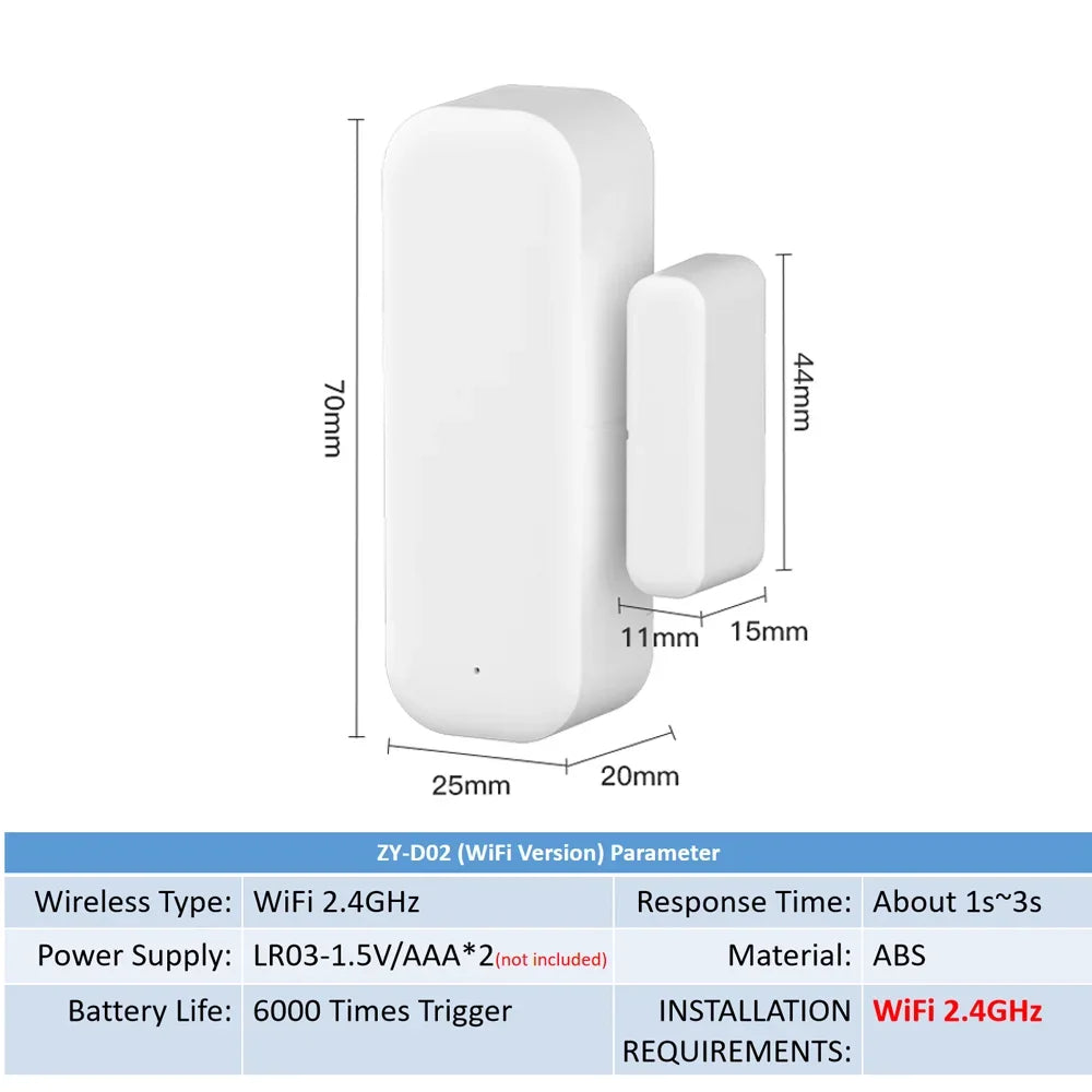Tuya WiFi Smart Door & Window Sensor – Wireless Home Security Detector