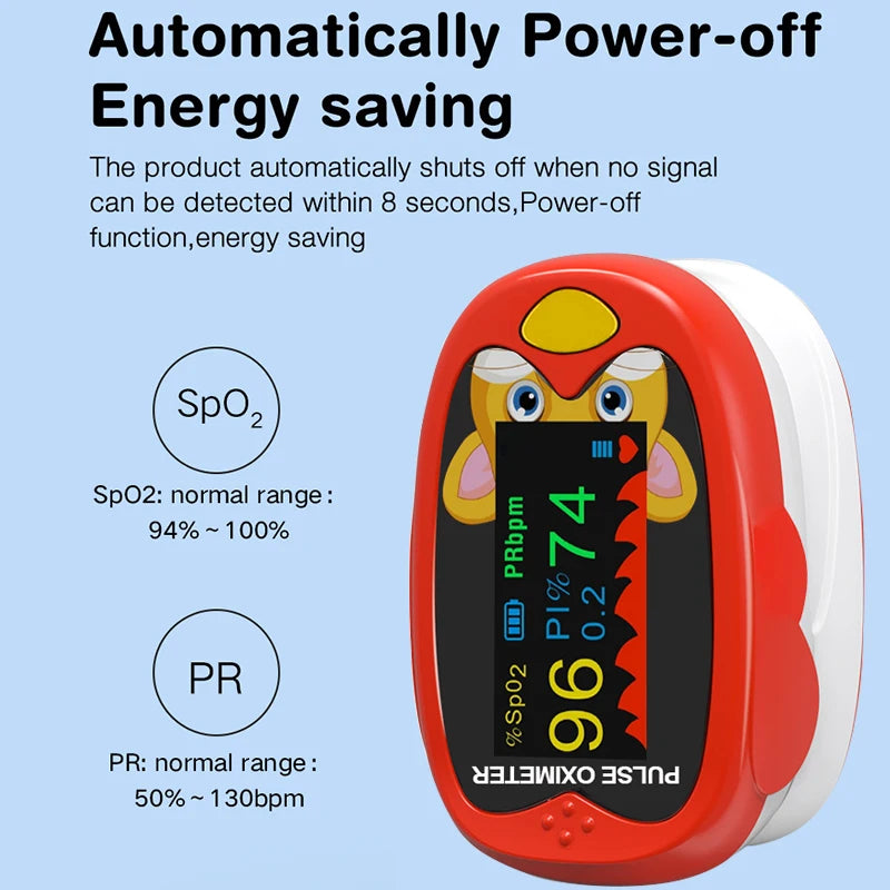 Pediatric Fingertip Pulse Oximeter – LED USB Blood Oxygen Monitor for Kids