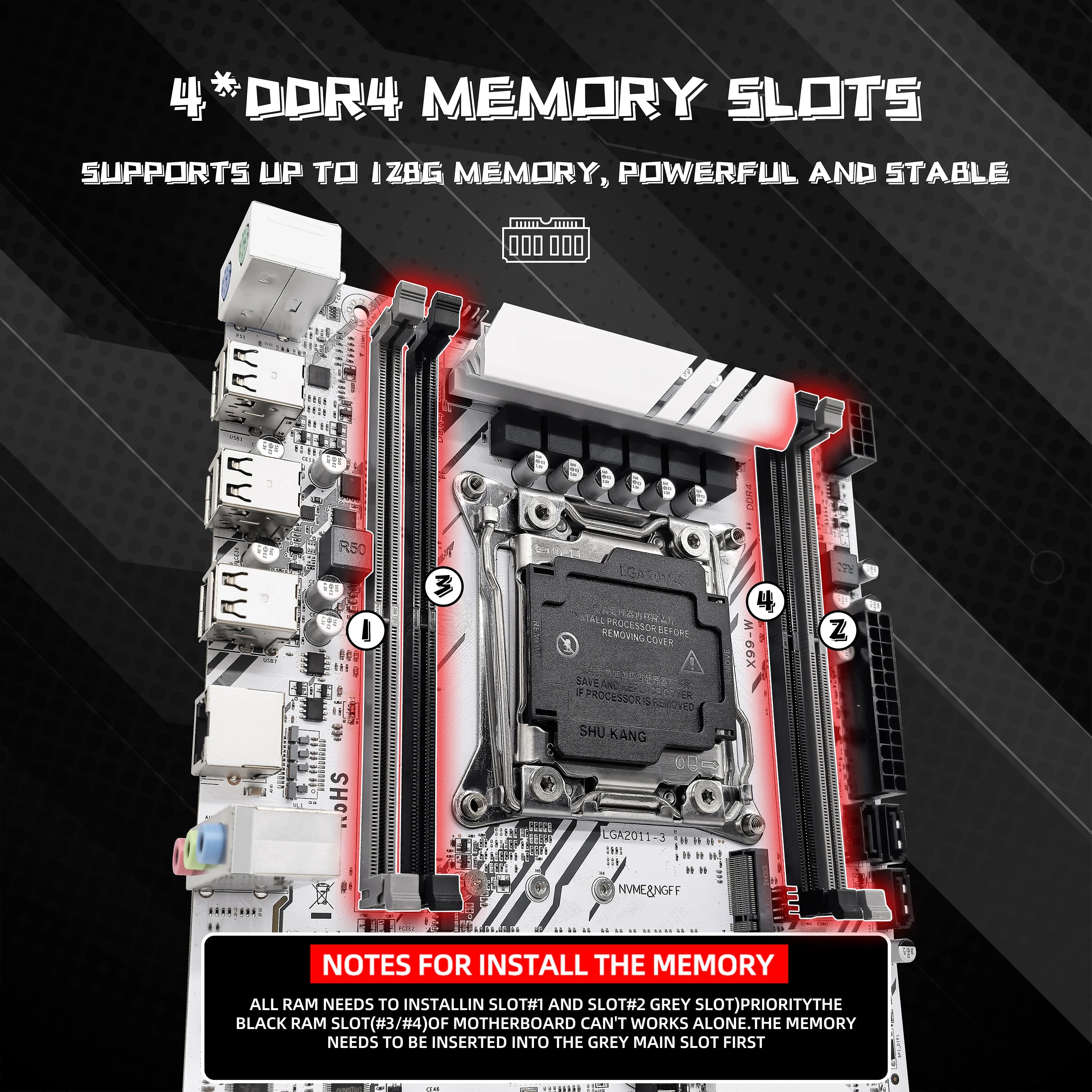 ZSUS X99-W Motherboard Kit – Xeon E5-2680V4 + 16GB DDR4 + M.2 NVMe Support