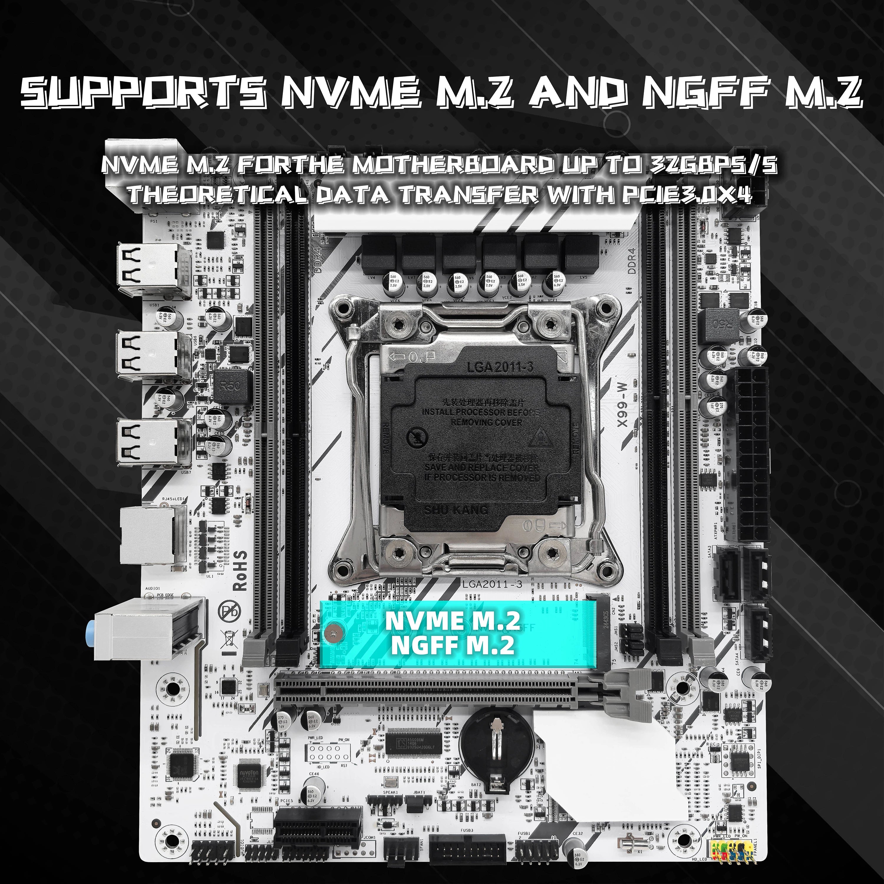 ZSUS X99-W Motherboard Kit – Xeon E5-2680V4 + 16GB DDR4 + M.2 NVMe Support