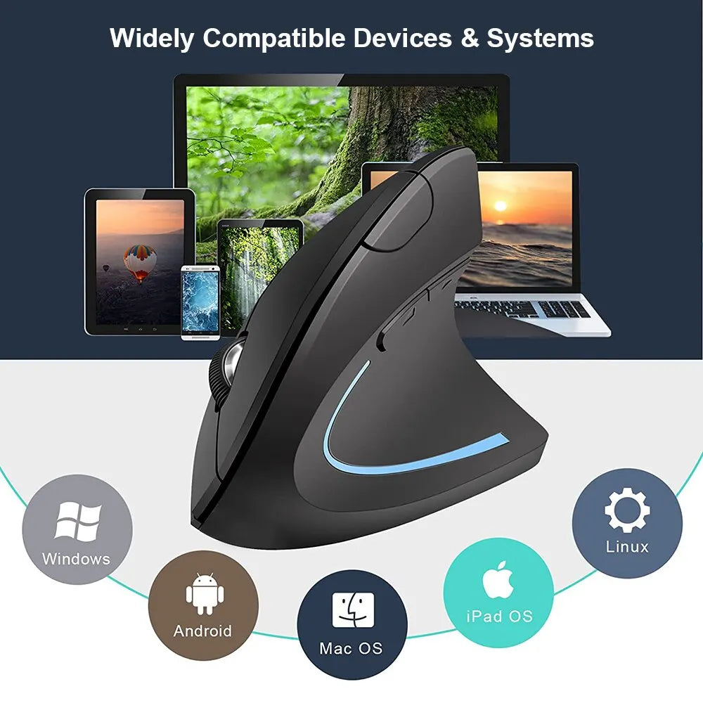 Ergonomic Vertical Wireless Mouse – 2.4GHz, 3 DPI Levels, 6 Buttons
