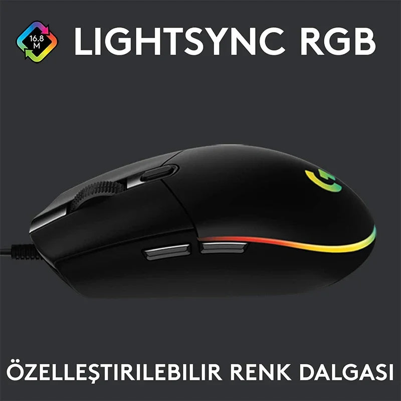 Logitech G102 Wired Gaming Mouse – 8000 DPI RGB Optical Mouse