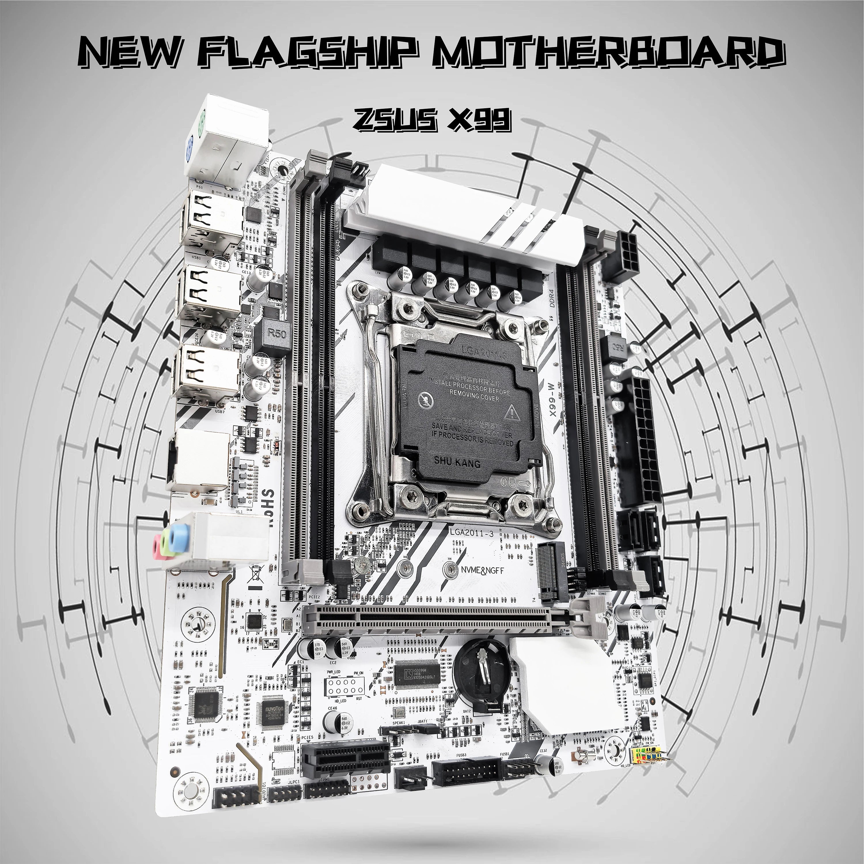 ZSUS X99-W Motherboard Kit – Xeon E5-2680V4 + 16GB DDR4 + M.2 NVMe Support
