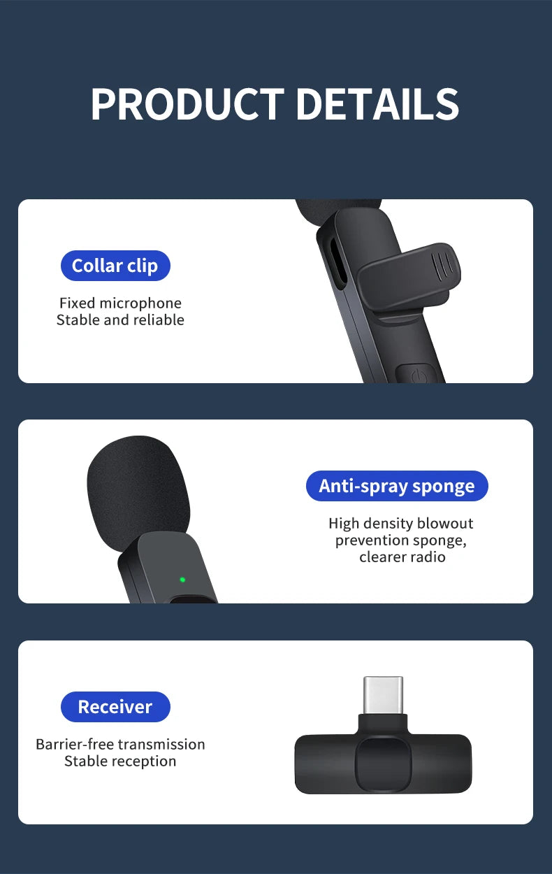Basix 2.4G Wireless Lavalier Microphone for Phones